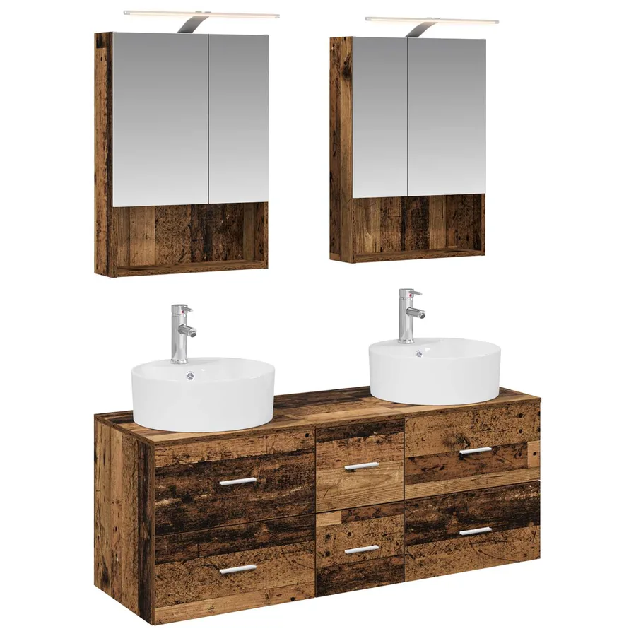 Ensemble de mobilier de salle de bain 5 pcs Bois ancien - 2