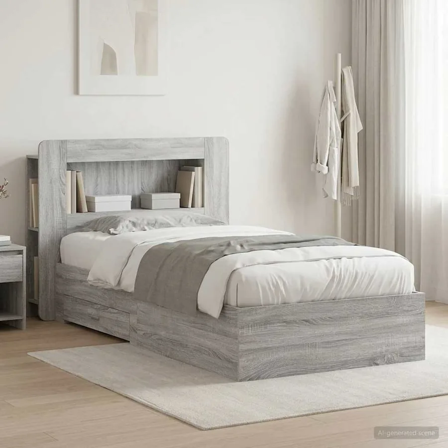 Cadre de lit avec rangement Sonoma gris 80 x 200 cm