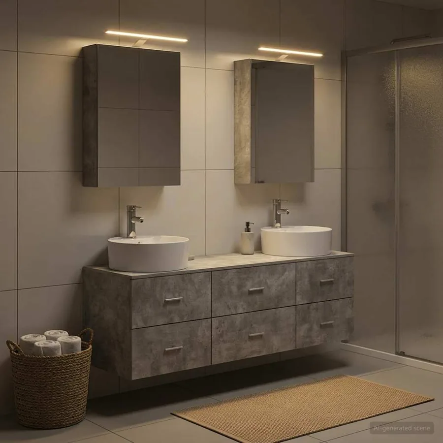 Ensemble de mobilier de salle de bain 5 pcs Gris béton