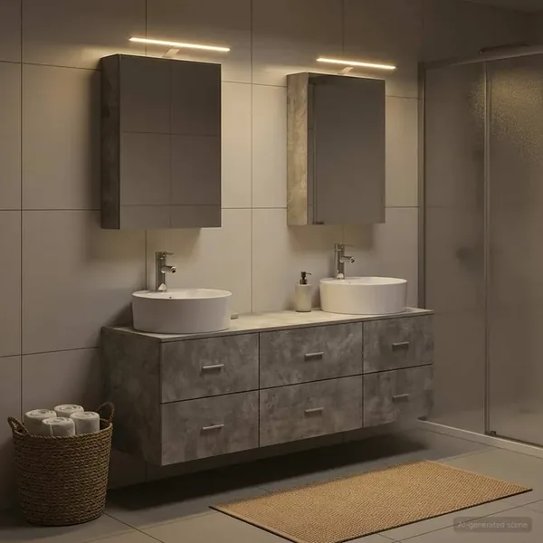 Ensemble de mobilier de salle de bain 5 pcs Gris béton