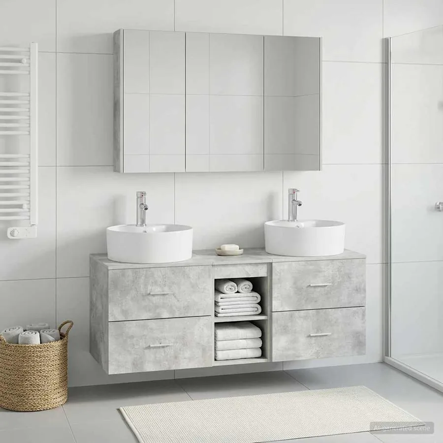 Ensemble de mobilier de salle de bain 4 pcs Gris béton