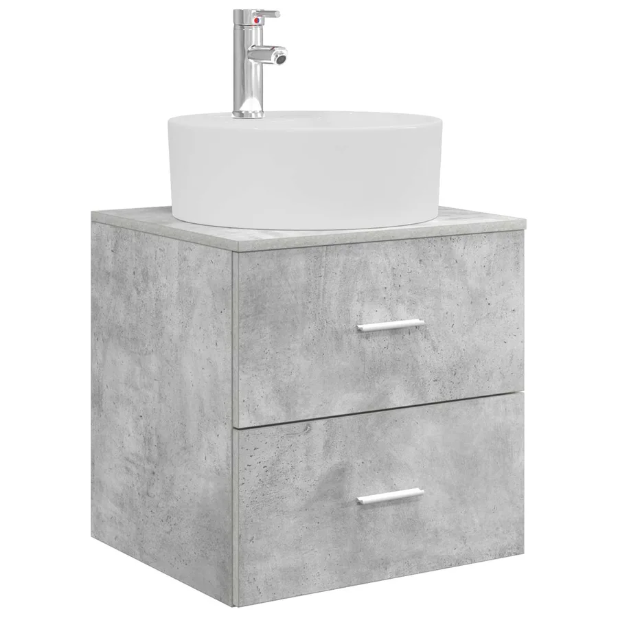 Ensemble de mobilier de salle de bain 4 pcs Gris béton - 5
