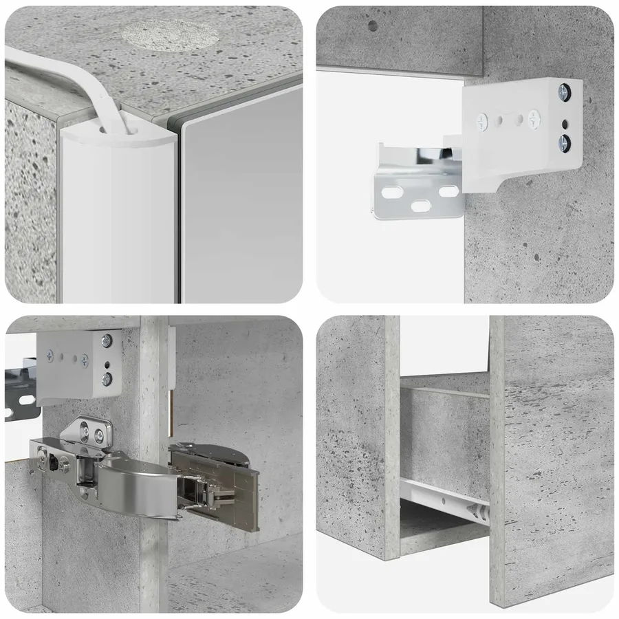 Ensemble de mobilier de salle de bain 4 pcs Gris béton - 9