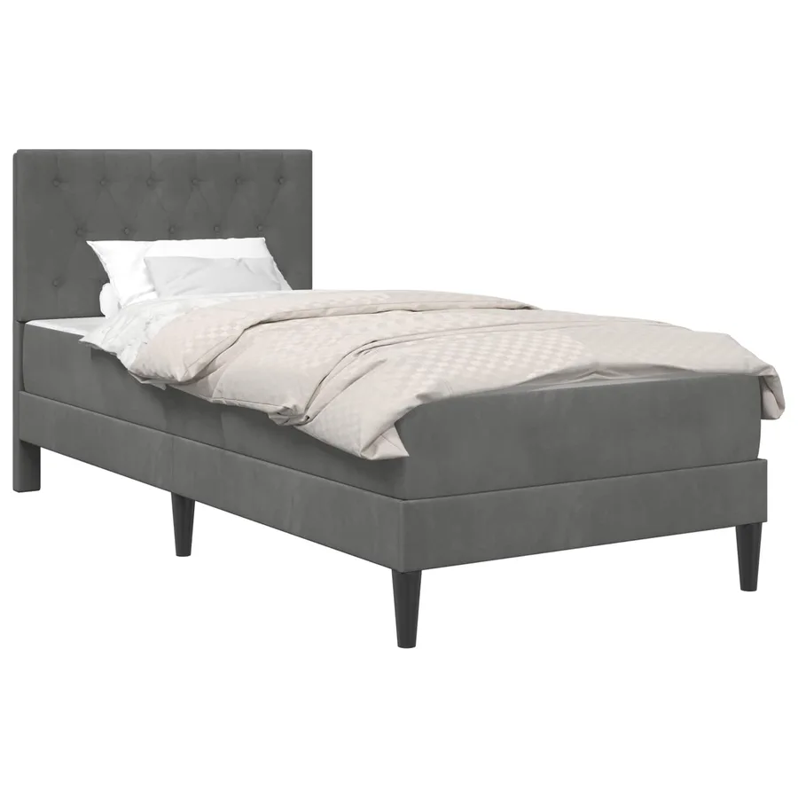 Cadre de lit avec matelas Gris foncé 90 x 190 cm Velours - 2