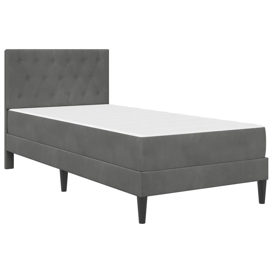 Cadre de lit avec matelas Gris foncé 90 x 190 cm Velours - 3