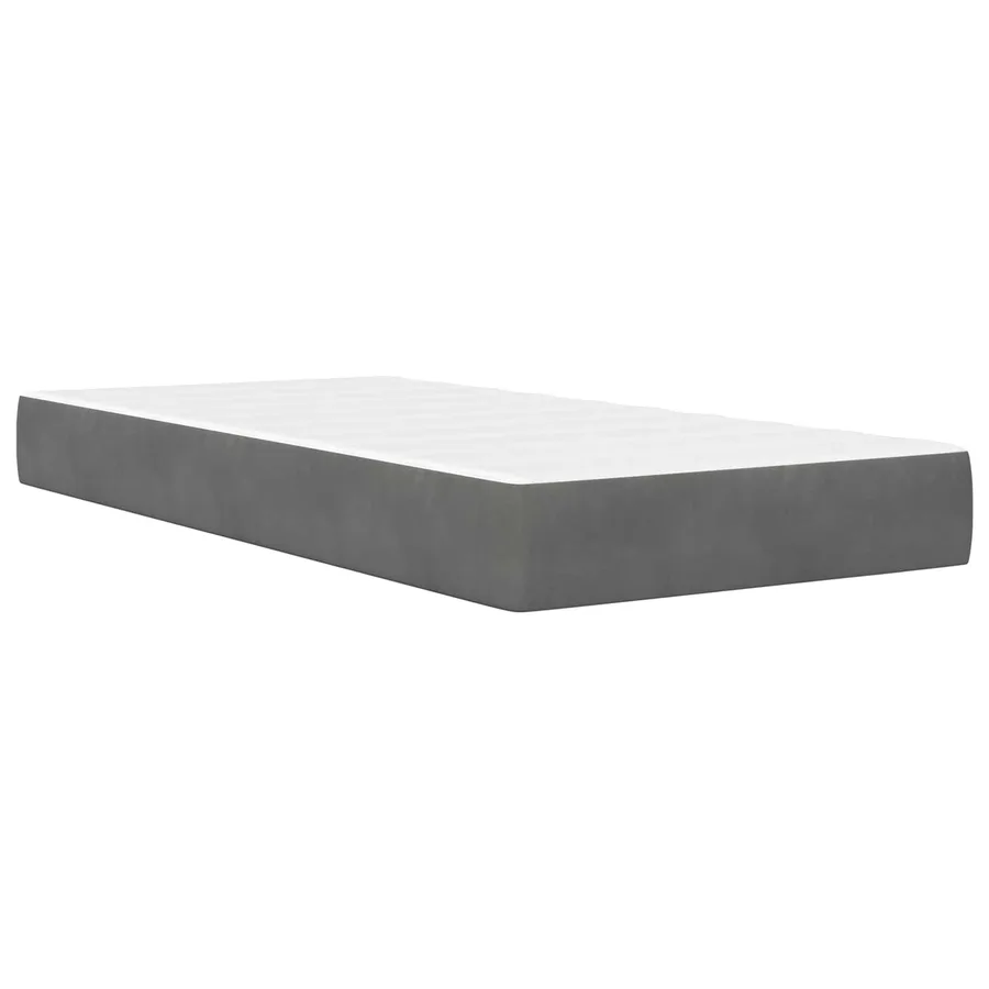 Cadre de lit avec matelas Gris foncé 90 x 190 cm Velours - 5