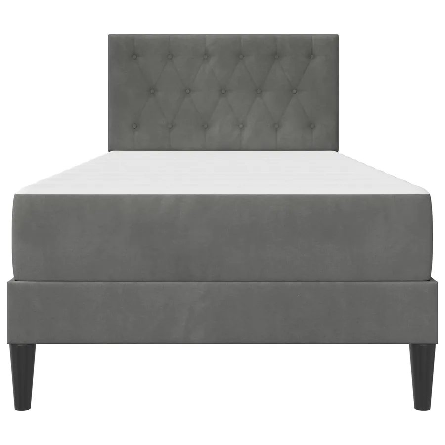 Cadre de lit avec matelas Gris foncé 90 x 190 cm Velours - 6