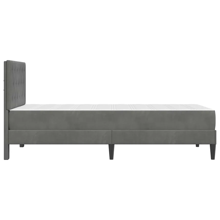 Cadre de lit avec matelas Gris foncé 90 x 190 cm Velours - 7
