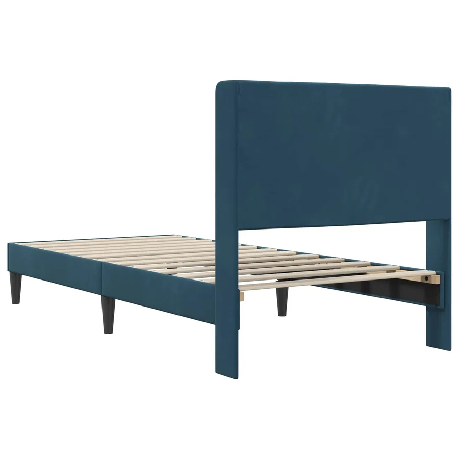 Cadre de lit avec tête de lit Bleu 100 x 200 cm Velours - 6