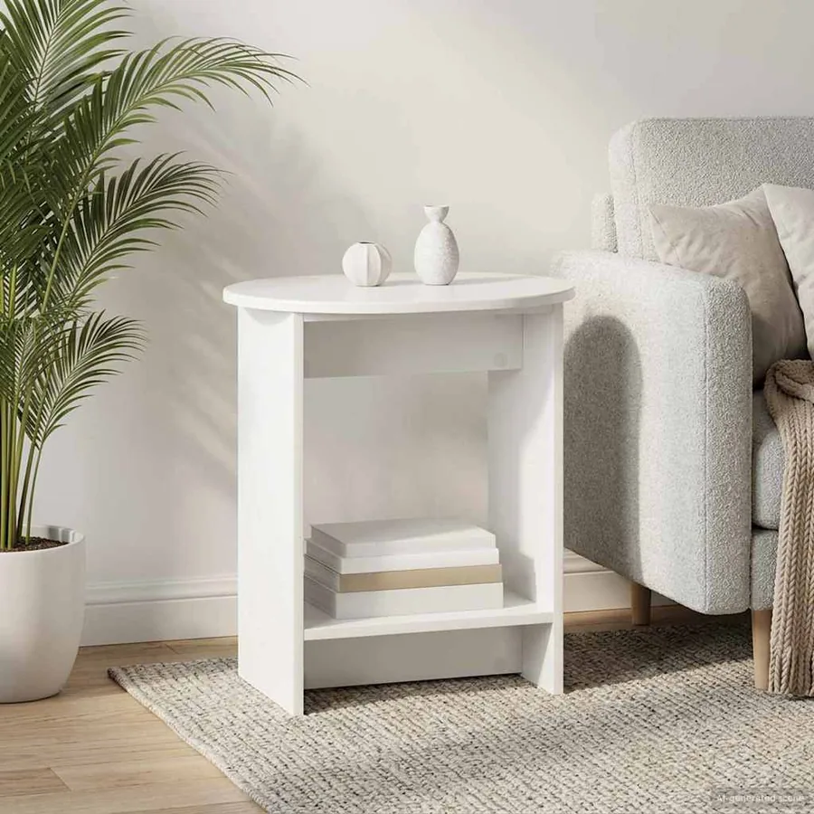 Table d'appoint Blanc brillant 50 x 39,5 x 55 cm