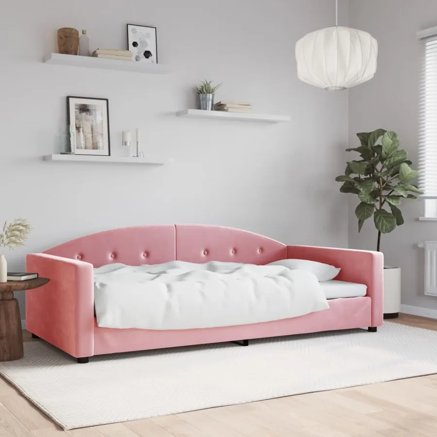 Lit de repos rose 100x200 cm velours