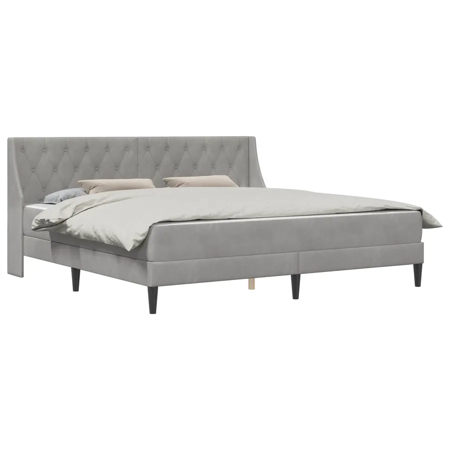 Cadre de lit avec matelas Gris clair 180 x 200 cm Velours - 2