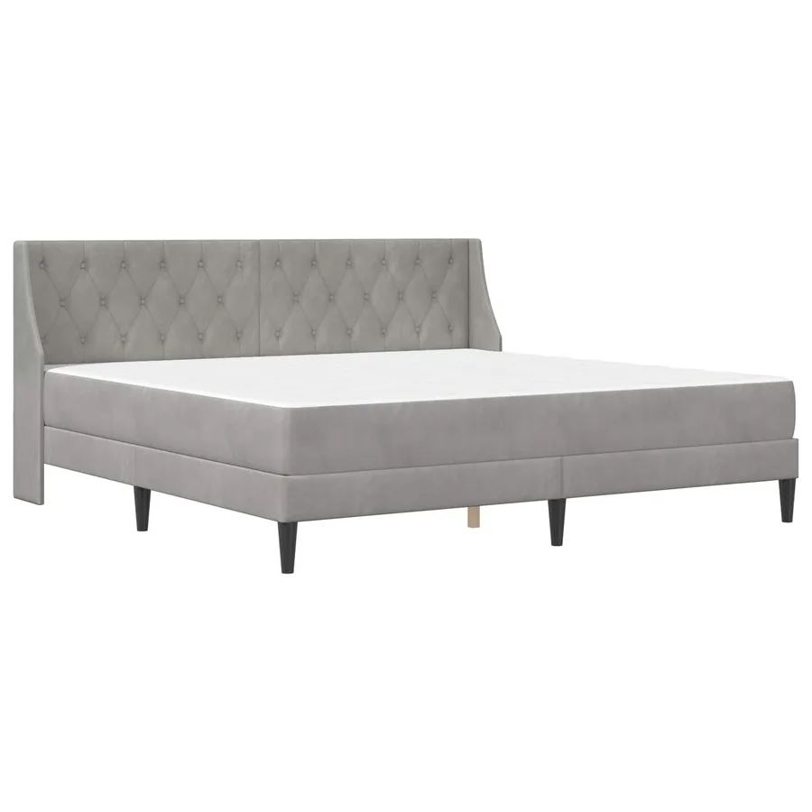 Cadre de lit avec matelas Gris clair 180 x 200 cm Velours - 3