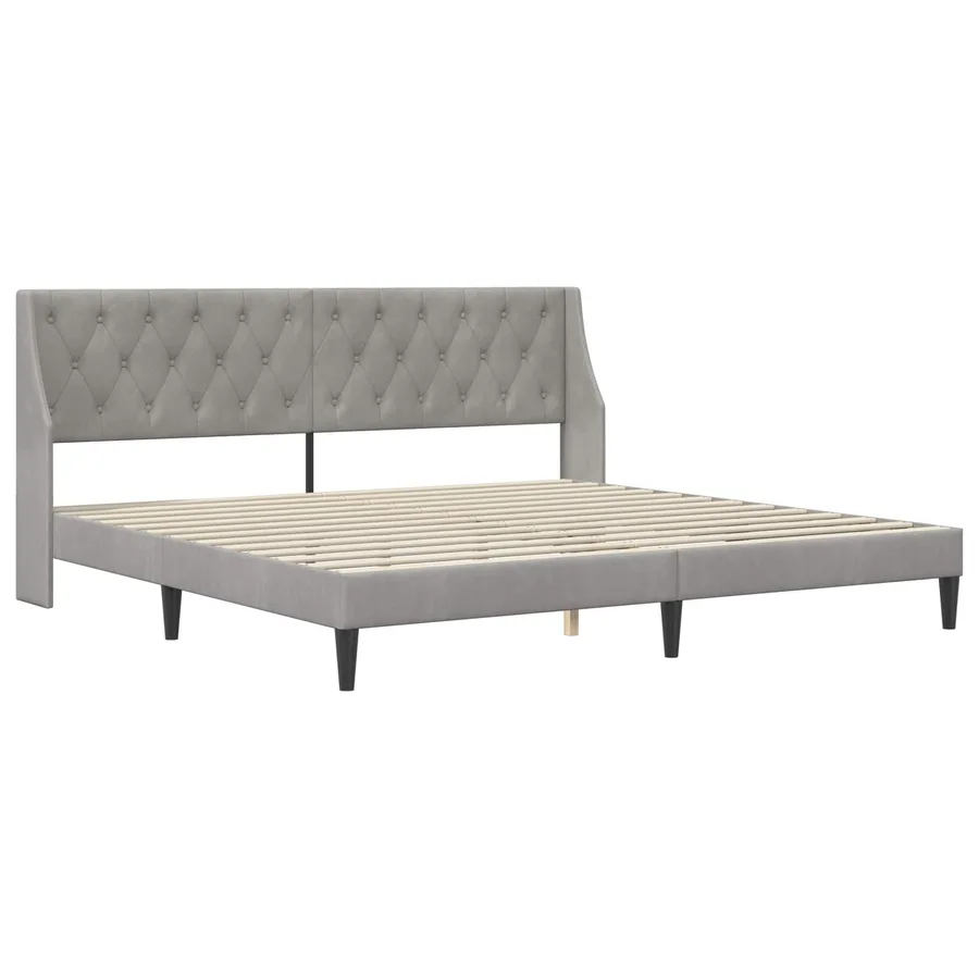 Cadre de lit avec matelas Gris clair 180 x 200 cm Velours - 4