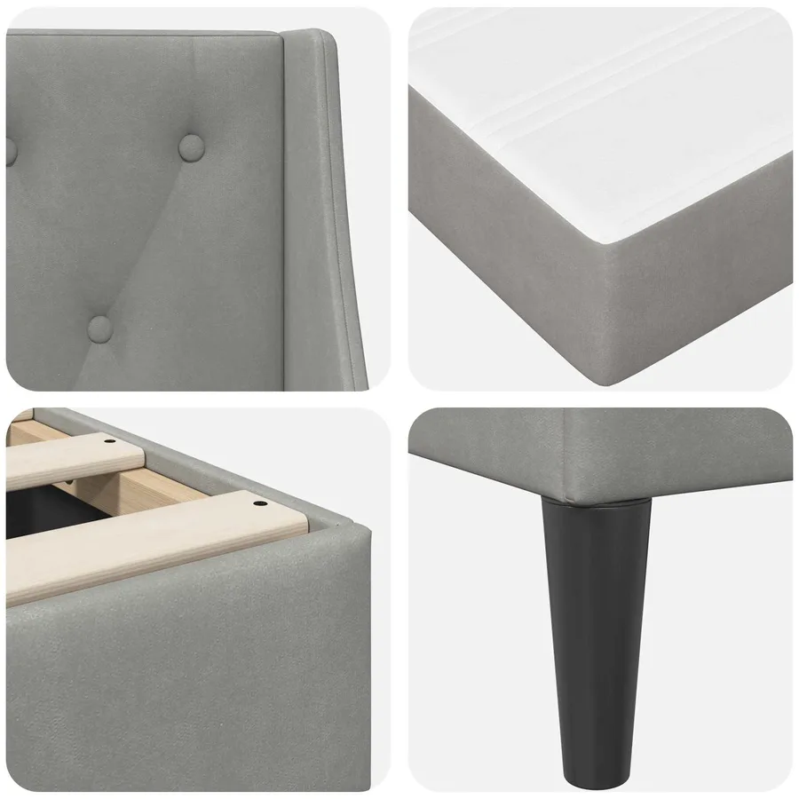 Cadre de lit avec matelas Gris clair 180 x 200 cm Velours - 9