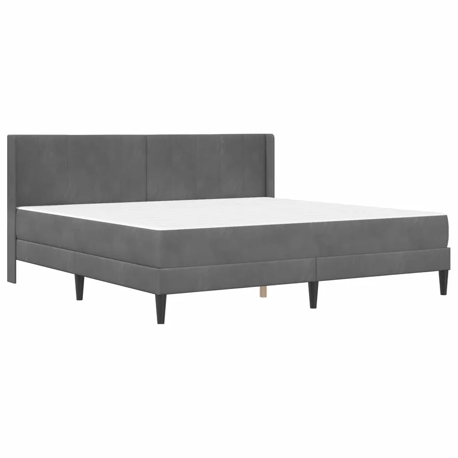 Cadre de lit avec matelas Gris foncé 180 x 200 cm Velours - 3