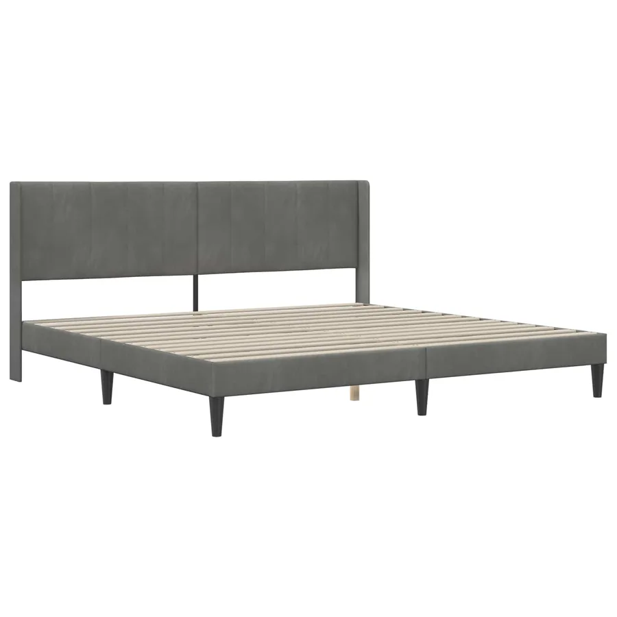 Cadre de lit avec matelas Gris foncé 180 x 200 cm Velours - 4