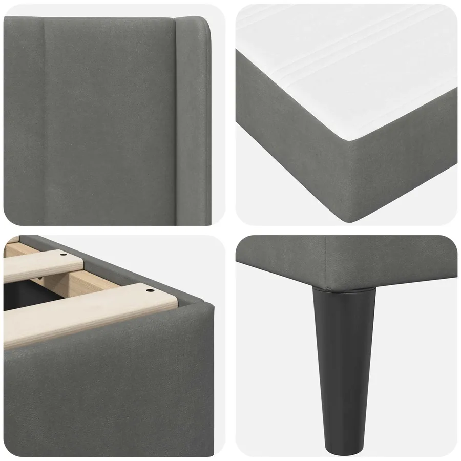 Cadre de lit avec matelas Gris foncé 180 x 200 cm Velours - 9