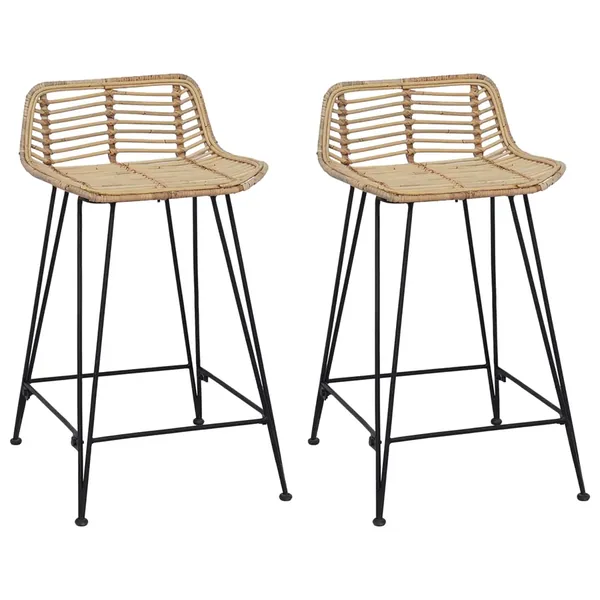 Tabouret de bar 2 pcs Naturel 44 x 45 x 76 cm Rattan et Acier