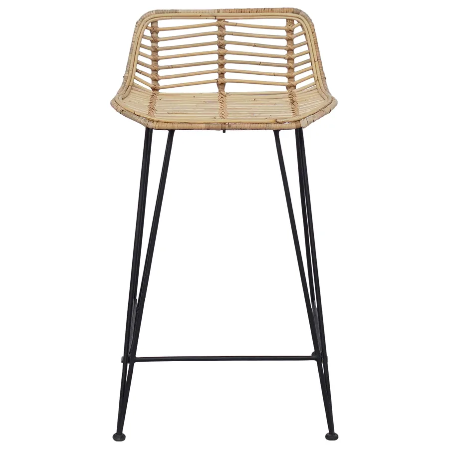 Tabouret de bar 2 pcs Naturel 44 x 45 x 76 cm Rattan et Acier - 3