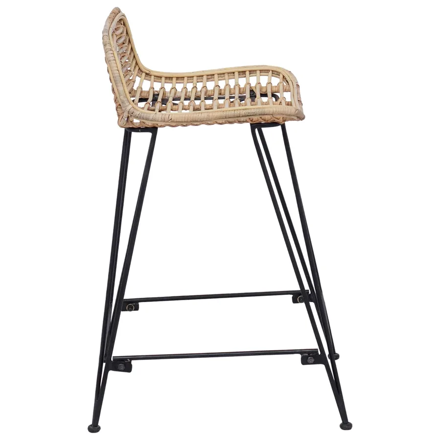 Tabouret de bar 2 pcs Naturel 44 x 45 x 76 cm Rattan et Acier - 4