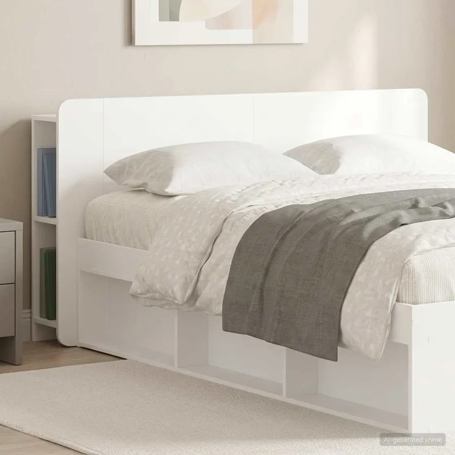 Cabinet de Tête de Lit avec stockage Blanc Bois d'ingénierie