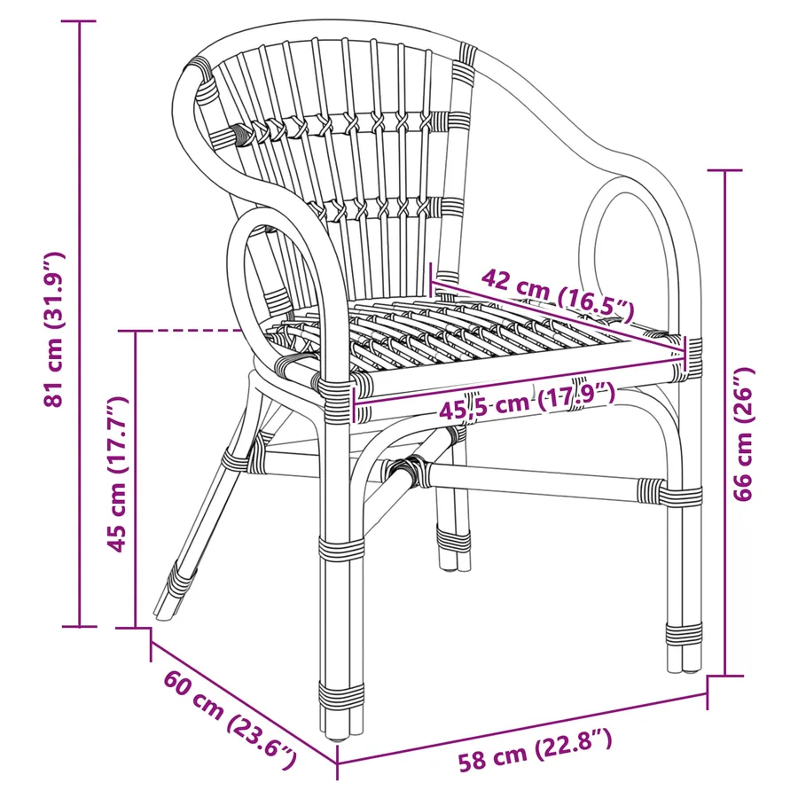 Chaise empilable Naturel 58 x 60 x 81 cm Rotin - 9
