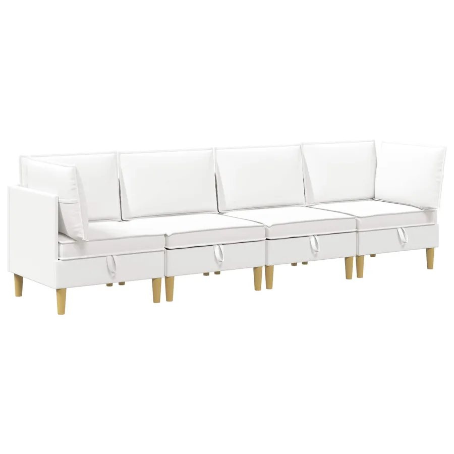Canapé modulaire avec rangement 4 pcs Blanc Tissu - 2