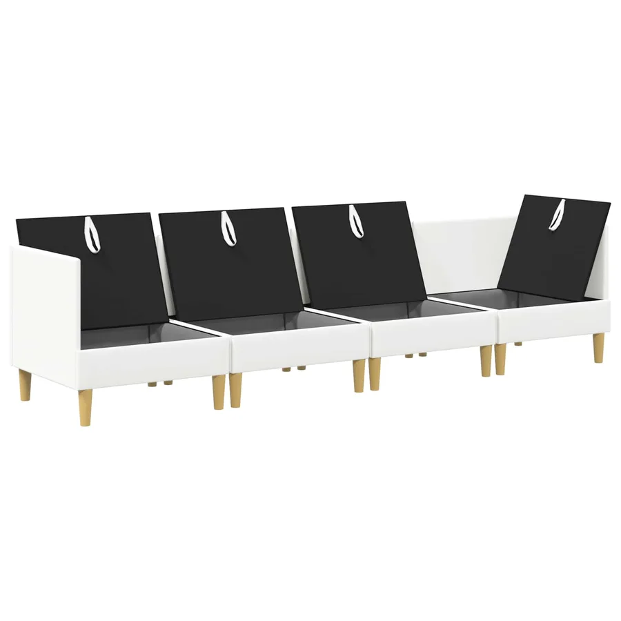Canapé modulaire avec rangement 4 pcs Blanc Tissu - 4