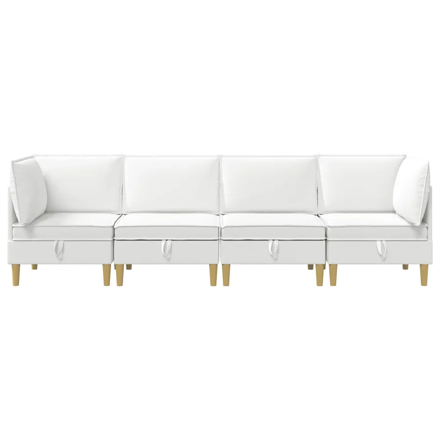 Canapé modulaire avec rangement 4 pcs Blanc Tissu - 7