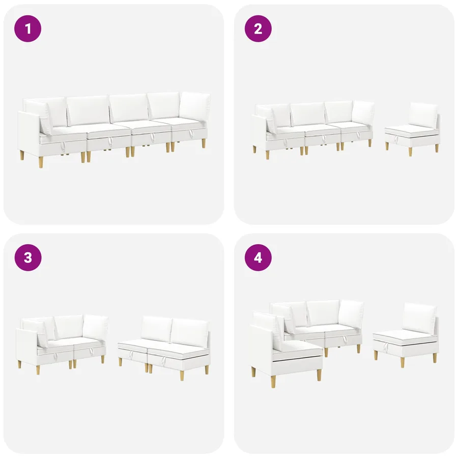 Canapé modulaire avec rangement 4 pcs Blanc Tissu - 8