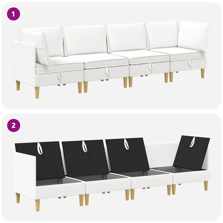 Canapé modulaire avec rangement 4 pcs Blanc Tissu - 9