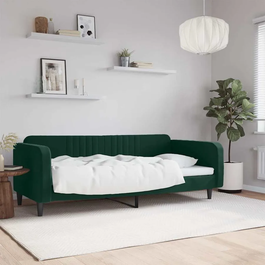 Lit de repos sans matelas vert foncé 100x200 cm velours