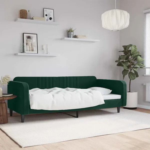 Lit de repos sans matelas vert foncé 100x200 cm velours