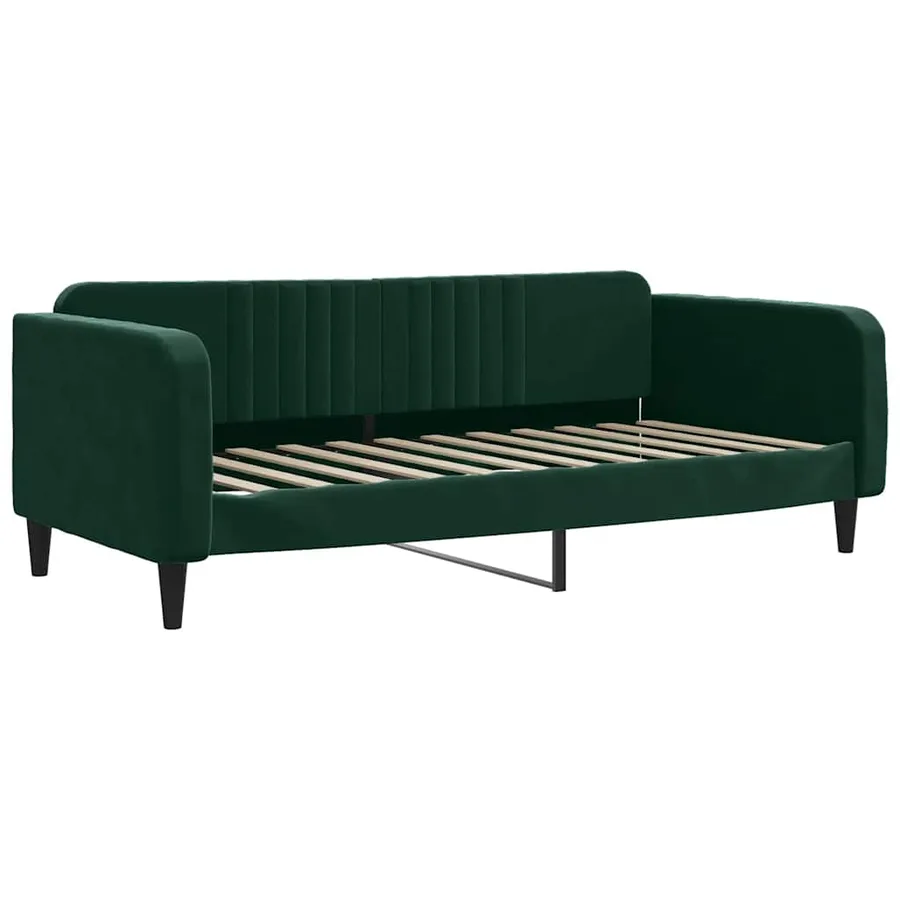 Lit de repos sans matelas vert foncé 100x200 cm velours - 2