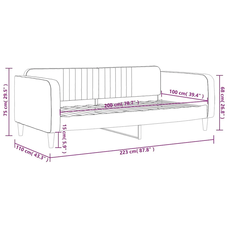 Lit de repos sans matelas vert foncé 100x200 cm velours - 8