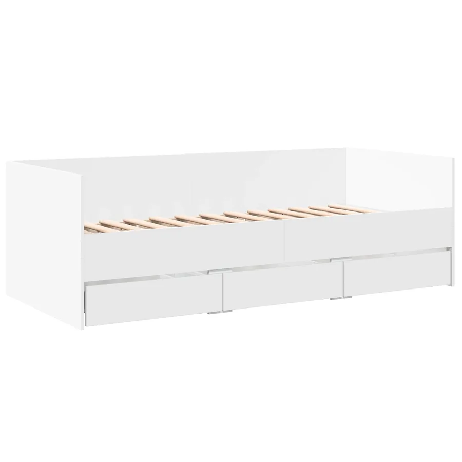 Lit d'appoint avec tiroir avec stockage Blanc Bois d'ingénierie - 3