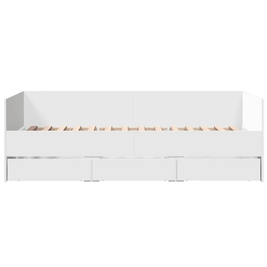 Lit d'appoint avec tiroir avec stockage Blanc Bois d'ingénierie - 5