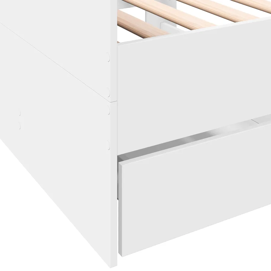 Lit d'appoint avec tiroir avec stockage Blanc Bois d'ingénierie - 7