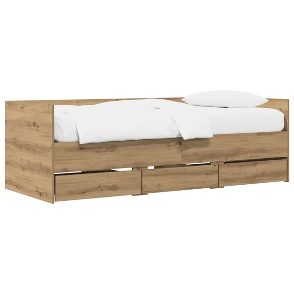 Lit d'appoint avec tiroir Chêne artisanal Bois d'ingénierie