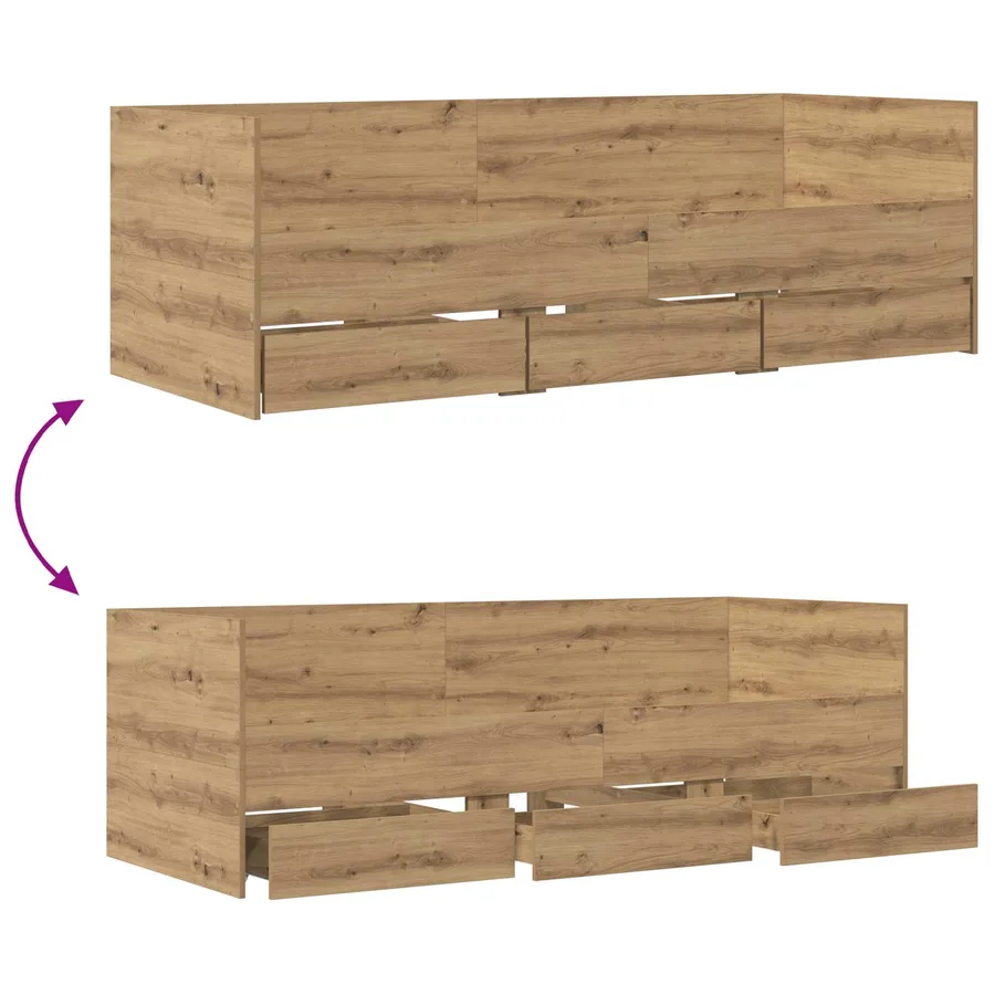 Lit d'appoint avec tiroir Chêne artisanal Bois d'ingénierie - 7