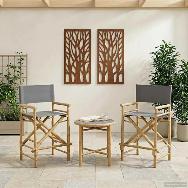 Chaise de directeur pliante 2 pcs Naturel Bambou