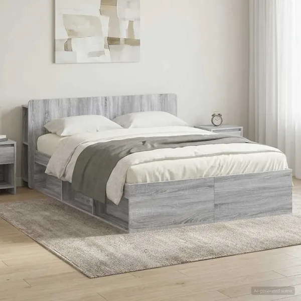 Cadre de lit avec rangement Sonoma gris 140 x 190 cm