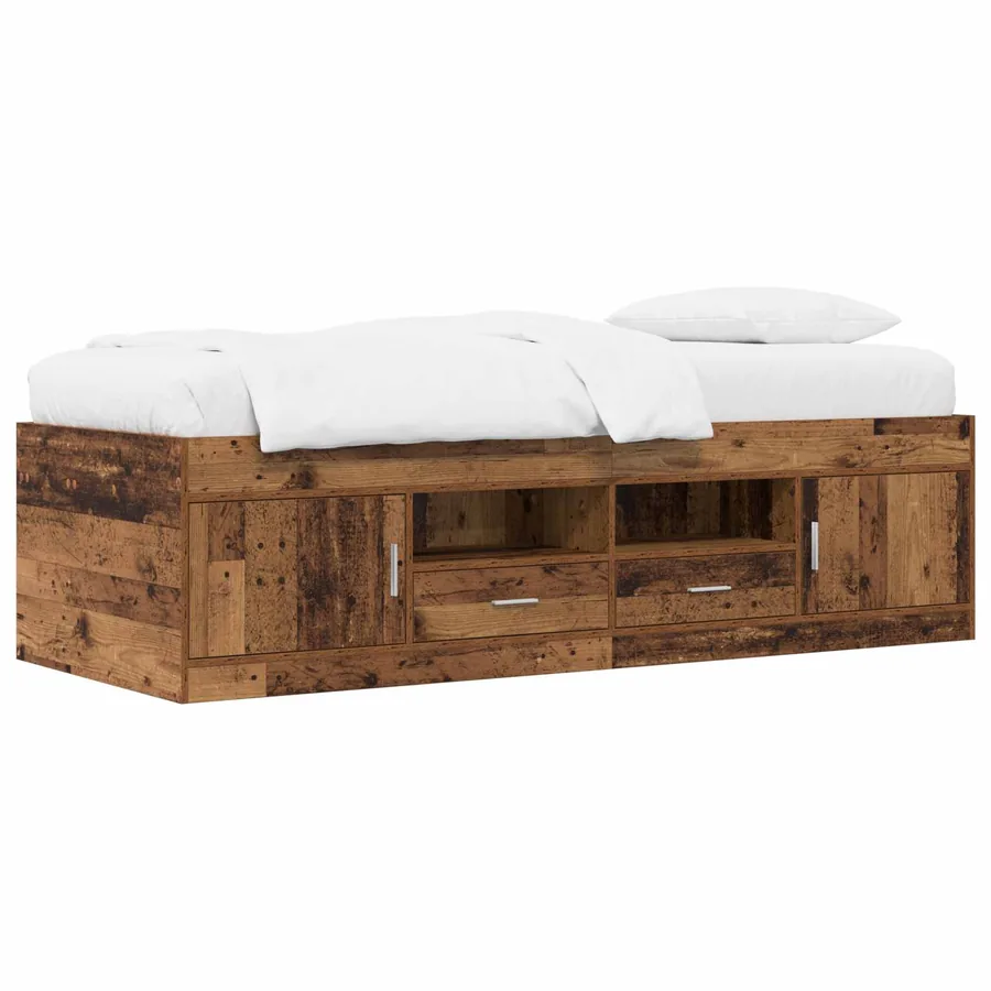Cadre de lit avec rangement avec tiroir Bois ancien 80 x 200 cm