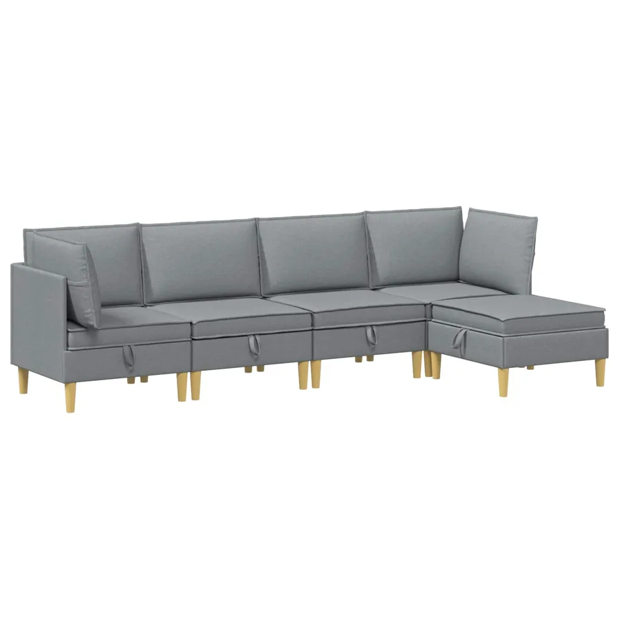 Canapé modulaire avec rangement 5 pcs Gris clair Tissu - 2