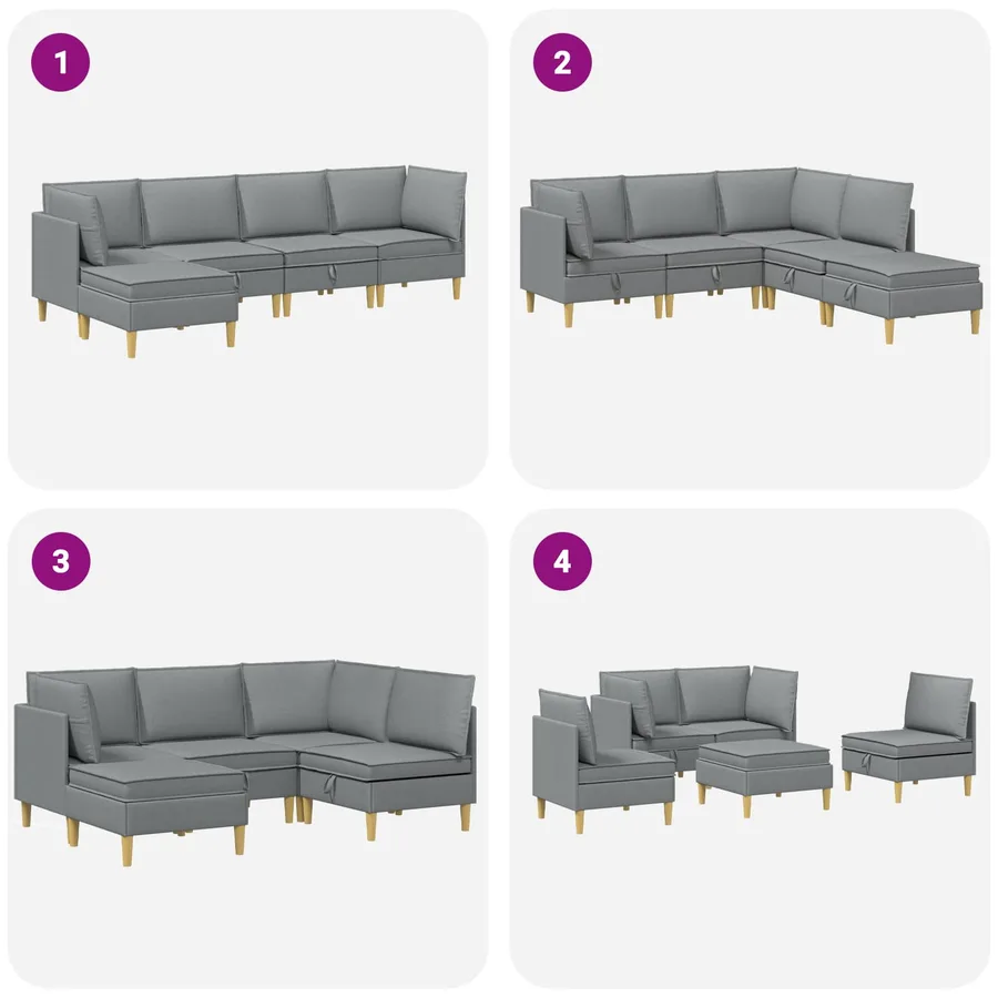Canapé modulaire avec rangement 5 pcs Gris clair Tissu - 9