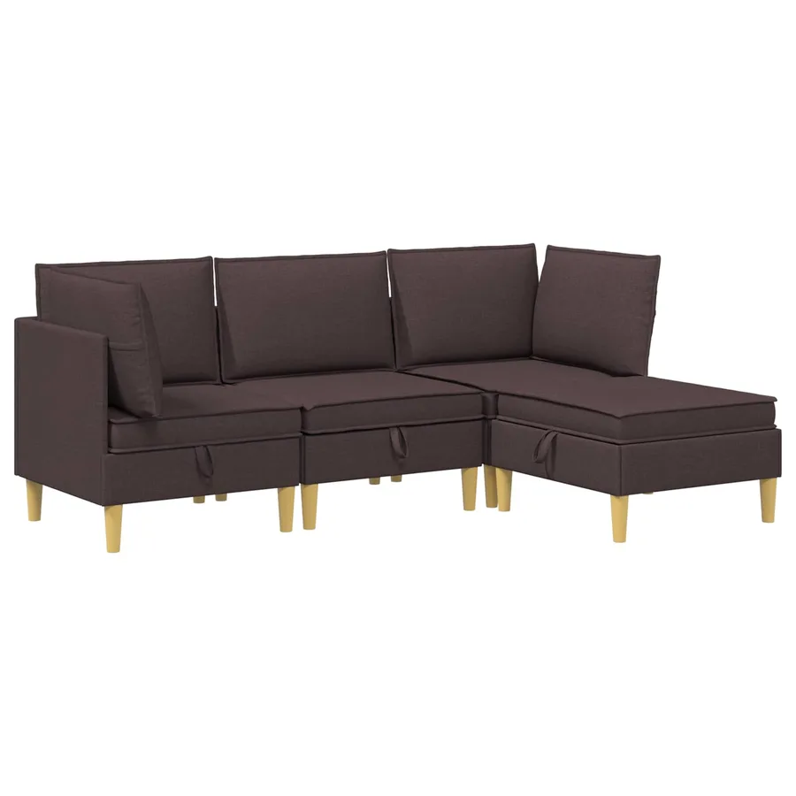 Canapé modulaire avec rangement 4 pcs Marron foncé Tissu - 2