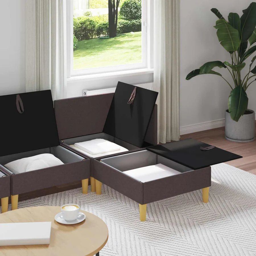 Canapé modulaire avec rangement 4 pcs Marron foncé Tissu - 3