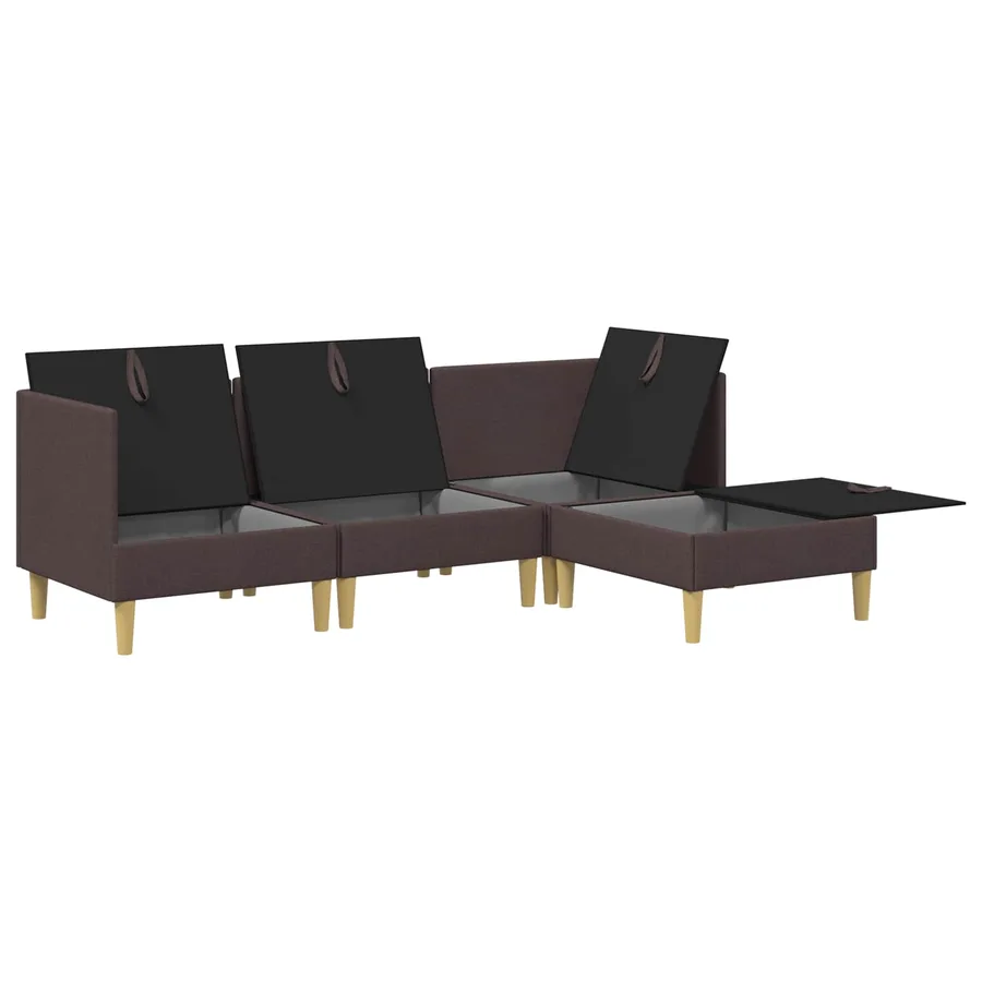 Canapé modulaire avec rangement 4 pcs Marron foncé Tissu - 4