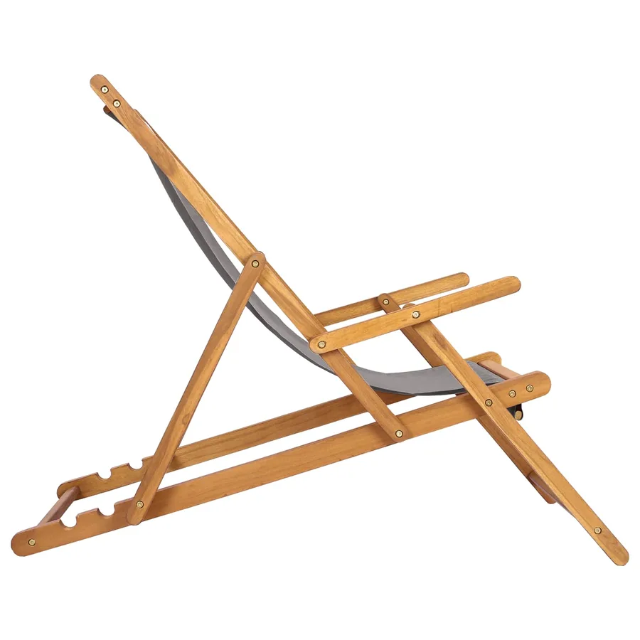 Chaise de plage Gris clair Bois de teck massif - 4